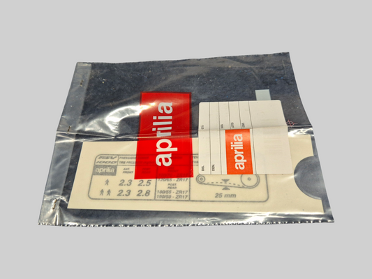 SWINGARM TYRE AND CHAIN INFORMATION DECAL AP8157708 Aprilia RSV Mille 1998-2003 / RSV Tuono 2002-2005