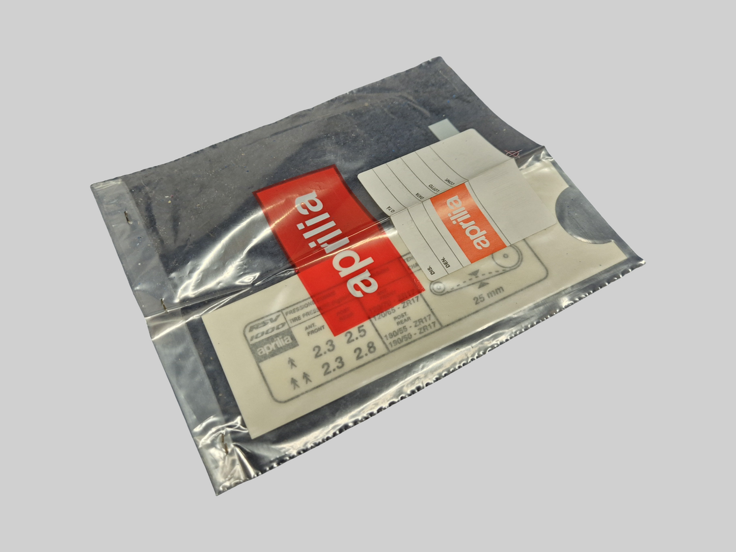 SWINGARM TYRE AND CHAIN INFORMATION DECAL AP8157708 Aprilia RSV Mille 1998-2003 / RSV Tuono 2002-2005